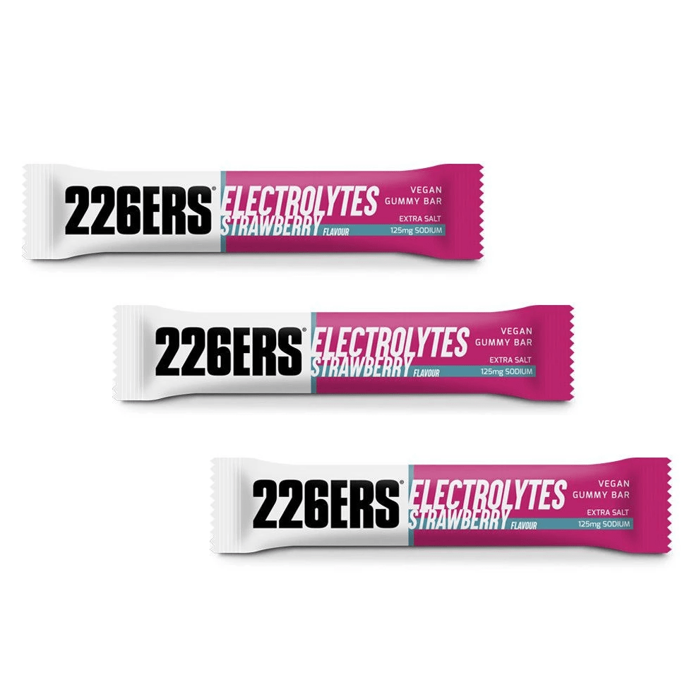 226ers Energy Bars Pack of 10 / Strawberry w/t Electrolytes Vegan Gummy Bar XMiles