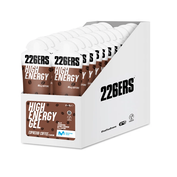 226ers Gels Box of 24 / Espresso Coffee w/t Caffeine High Energy Gel XMiles