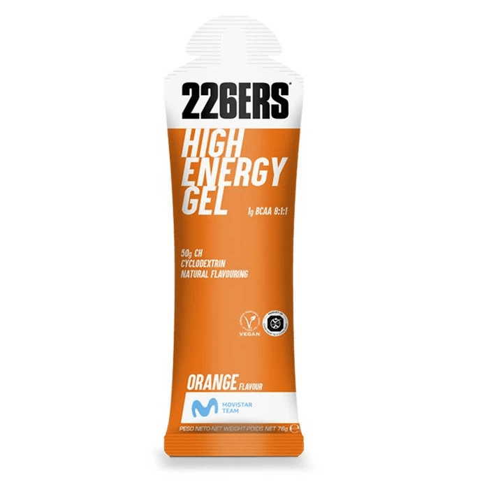 226ers Gels Single Serve / Orange w/t BCAA's High Energy Gel XMiles