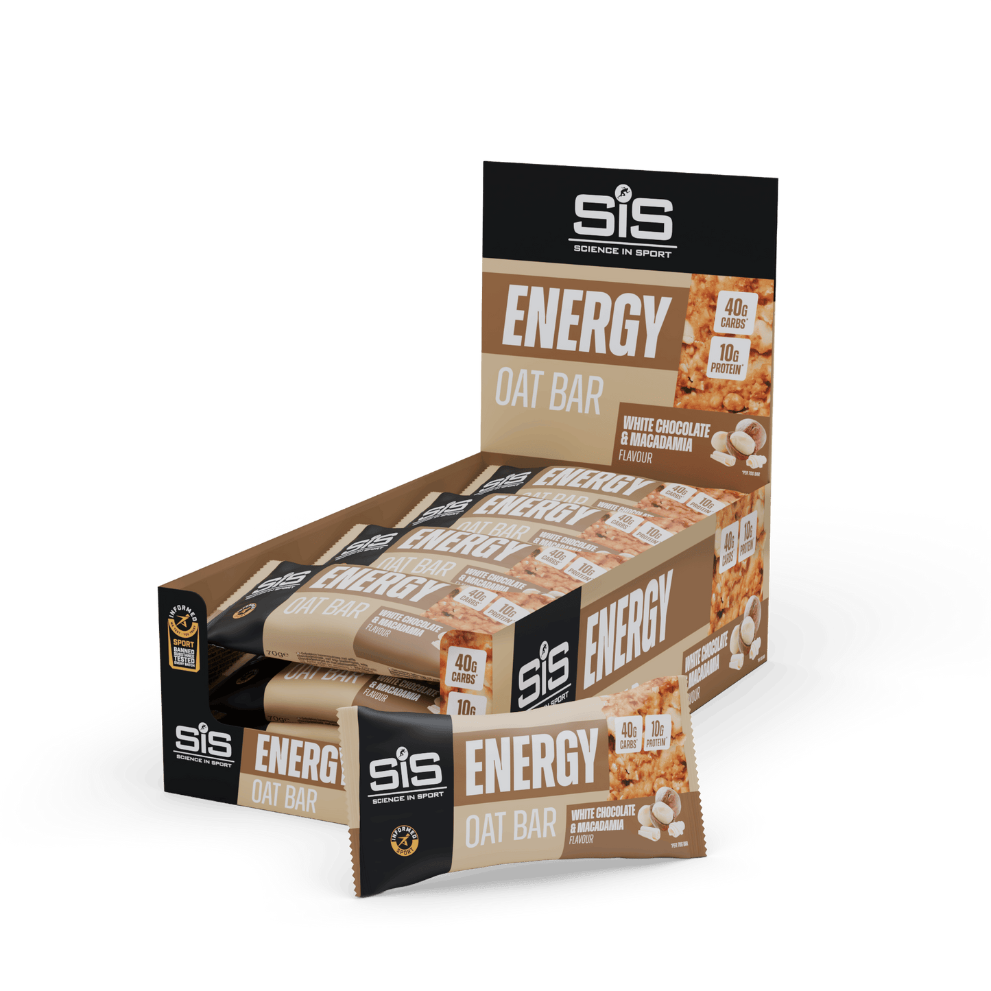 SiS Energy Bars Box of 12 / White Chocolate & Macadamia Energy Oat Bar XMiles