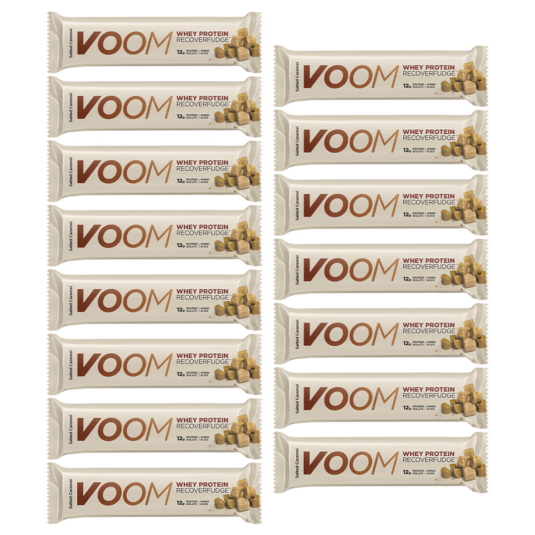 Voom Protein Bar Box of 15 / Salted Caramel Protein Bar Recover Fudge XMiles