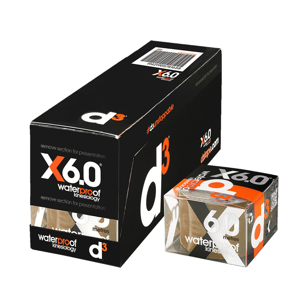 d3 Tape Tape Standard (50mm x 6m) / Chocolate X6.0 Waterproof Kinesiology Tape XMiles