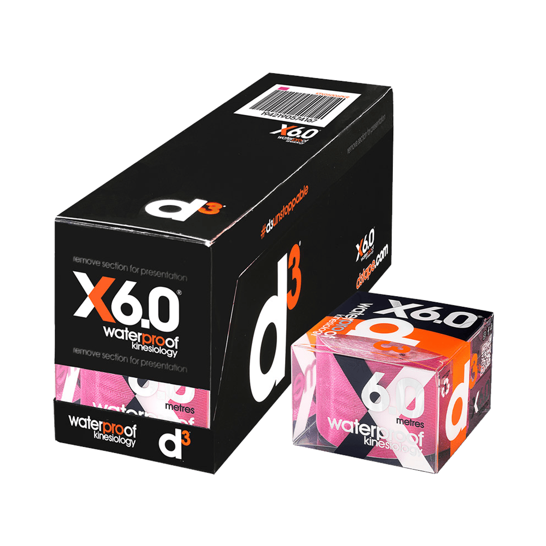 d3 Tape Tape Standard (50mm x 6m) / Pink X6.0 Waterproof Kinesiology Tape XMiles