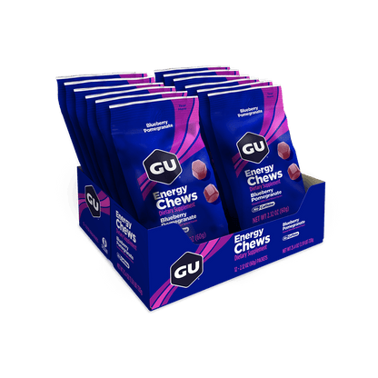 GU Chews Box of 12 / Blueberry Pomegranate GU Energy Chews XMiles