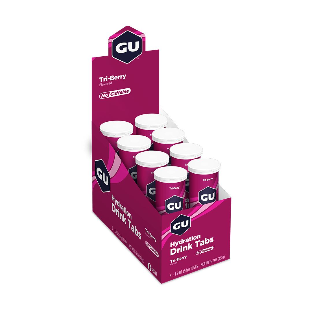 GU Electrolyte Drinks Box of 8 Tubes / Tri Berry GU Hydration Drink Tabs XMiles