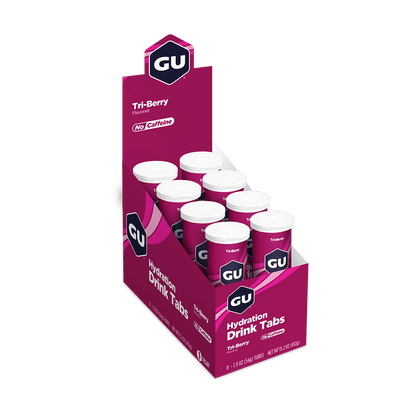 GU Electrolyte Drinks Box of 8 Tubes / Tri Berry GU Hydration Drink Tabs XMiles