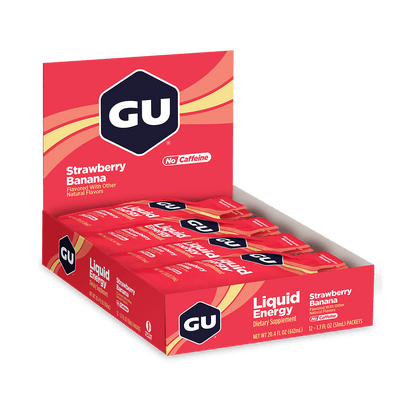 GU Gels Box of 12 / Strawberry Banana Liquid Energy Gel XMiles