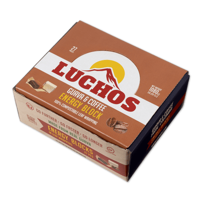 Luchos Energy Bars Box of 27 / Guava with Coffee Guava Energy Blocks XMiles