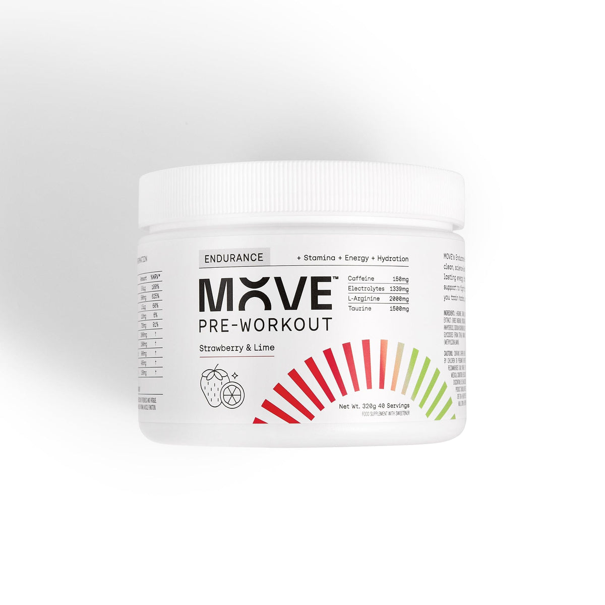 MOVE Pre-Workout 30 Serving Tub (180g) / Strawberry & Lime Endurance Formula XMiles