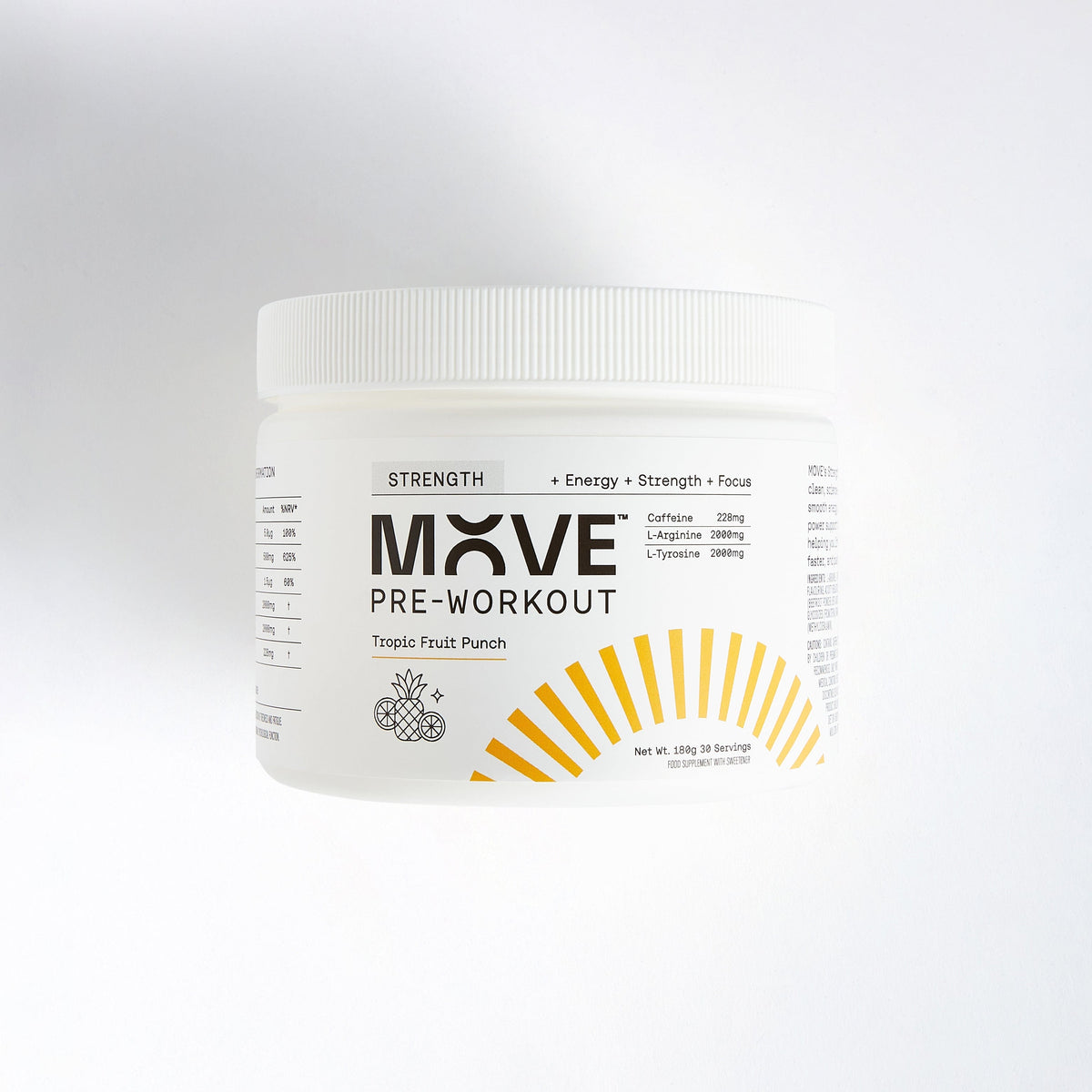 MOVE Pre-Workout 30 Serving Tub (180g) / Tropical Fruit Punch Strength Formula XMiles
