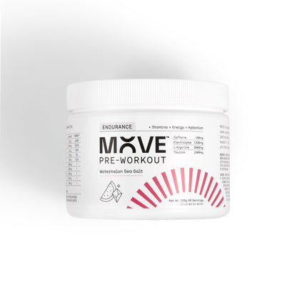 MOVE Pre-Workout 30 Serving Tub (180g) / Watermelon Sea Salt Endurance Formula XMiles