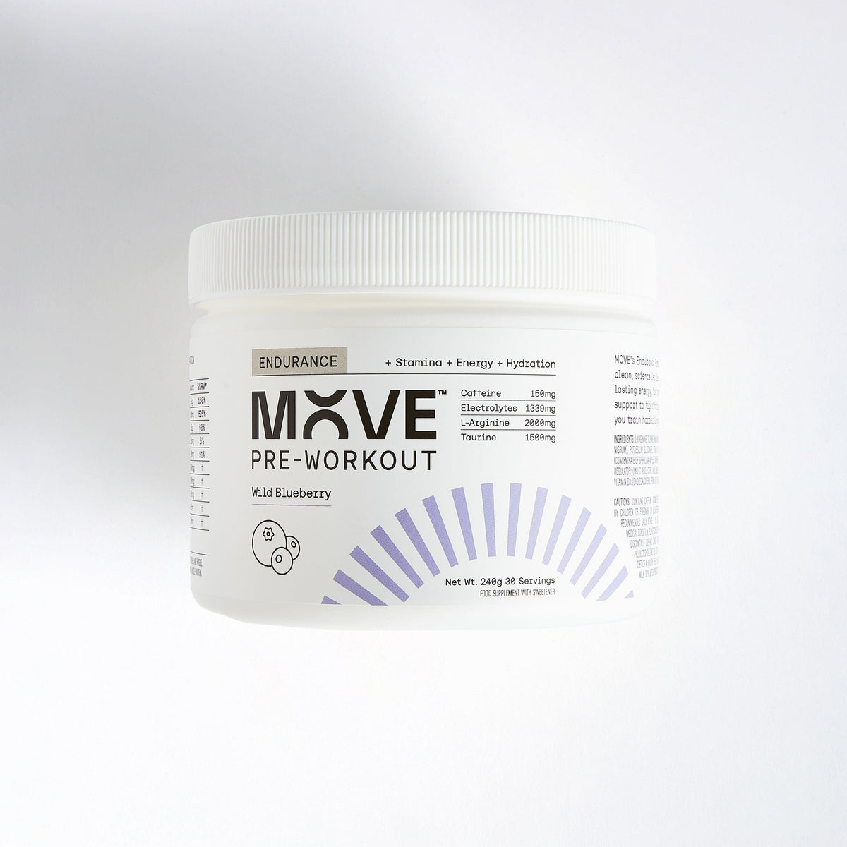 MOVE Pre-Workout 30 Serving Tub (180g) / Wild Blueberry Endurance Formula XMiles