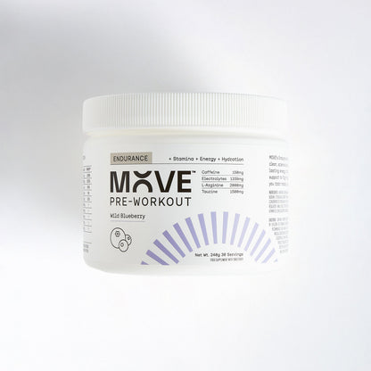 MOVE Pre-Workout 30 Serving Tub (180g) / Wild Blueberry Endurance Formula XMiles