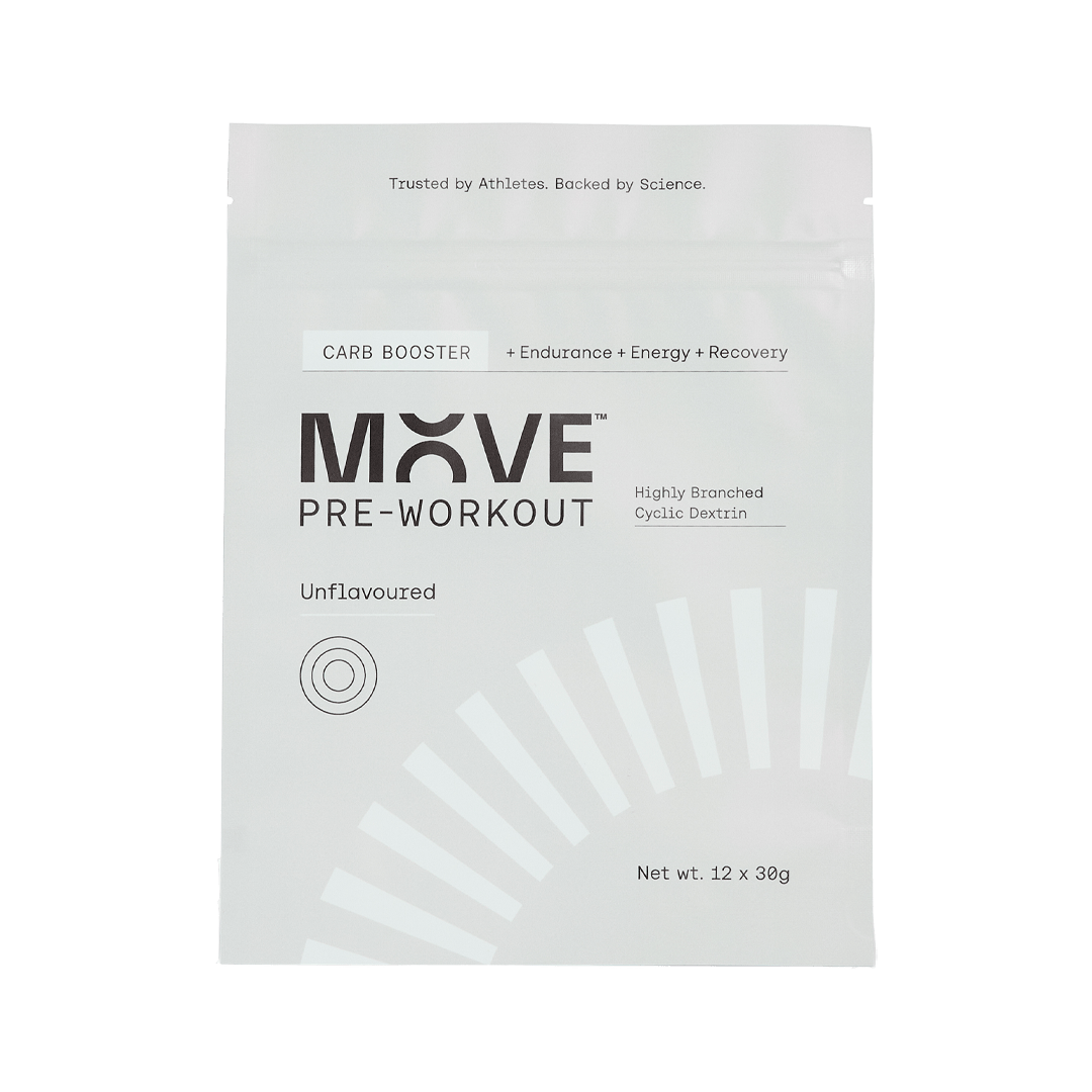 MOVE Pre-Workout Box of 12 / Unflavoured Carb Booster XMiles