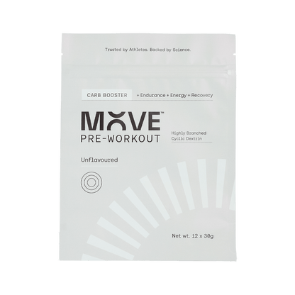 MOVE Pre-Workout Box of 12 / Unflavoured Carb Booster XMiles