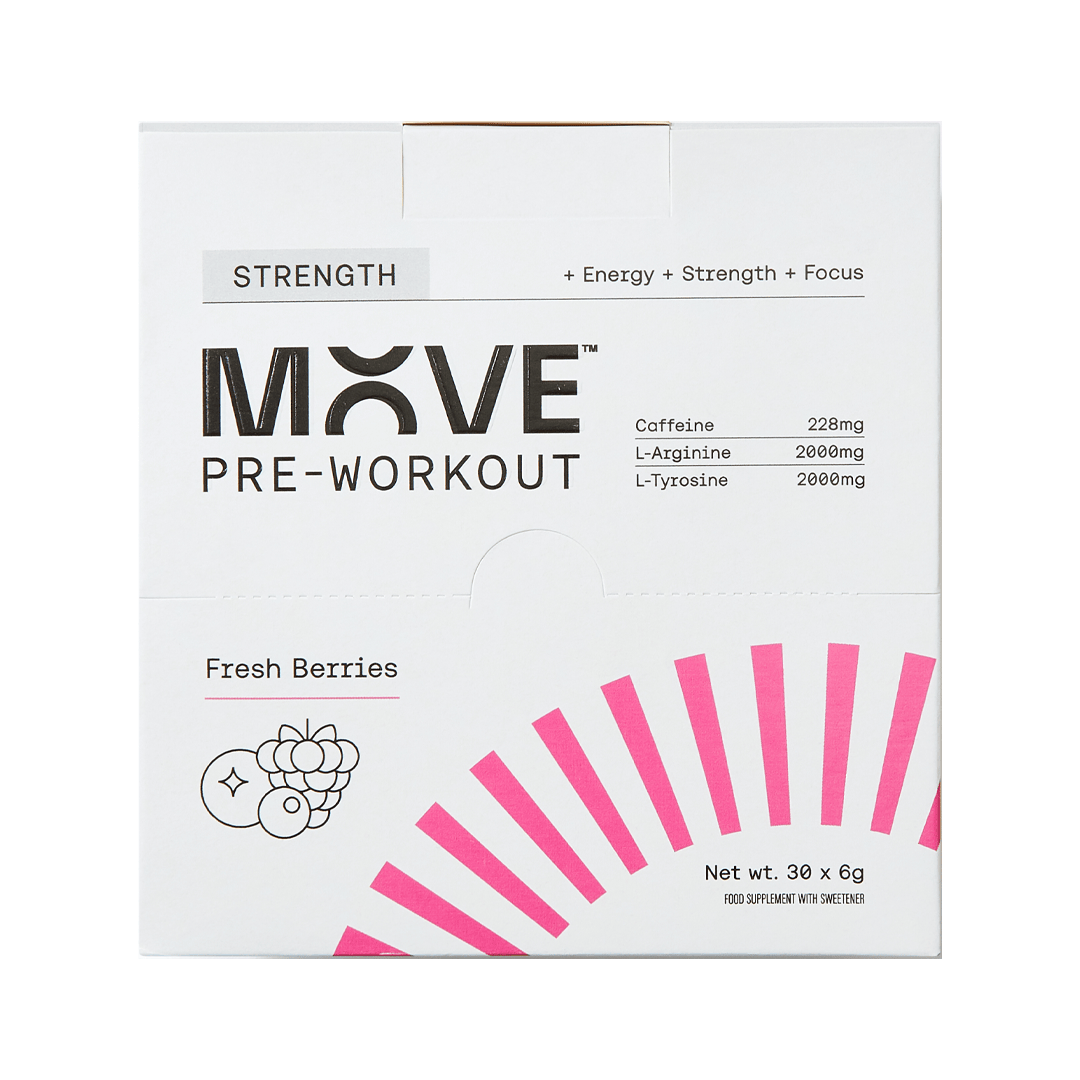 MOVE Pre-Workout Box of 30 / Fresh Berries Strength Formula XMiles