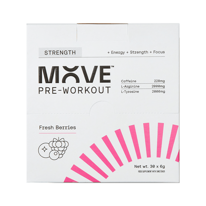 MOVE Pre-Workout Box of 30 / Fresh Berries Strength Formula XMiles