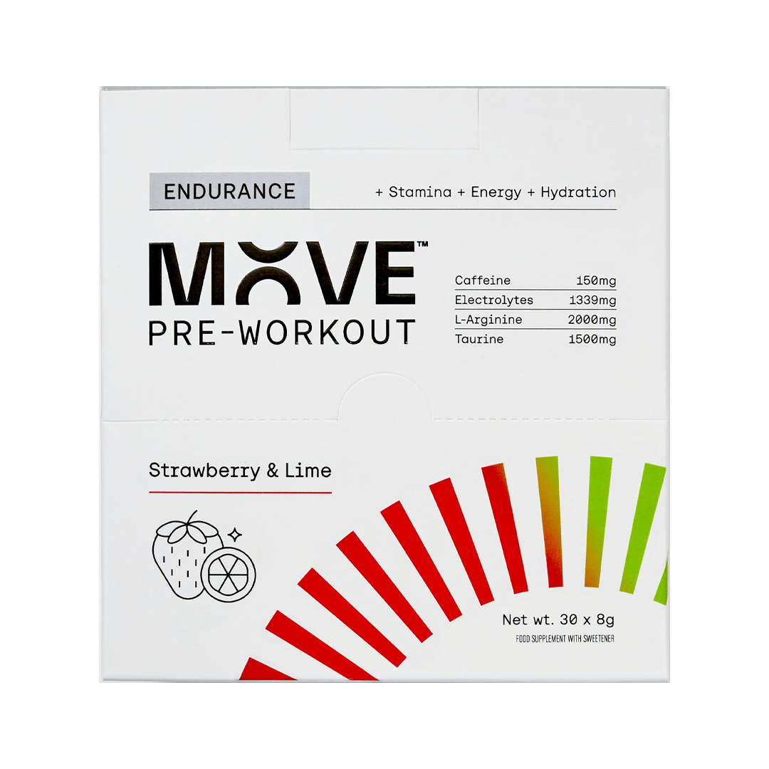 MOVE Pre-Workout Box of 30 / Strawberry & Lime Endurance Formula XMiles