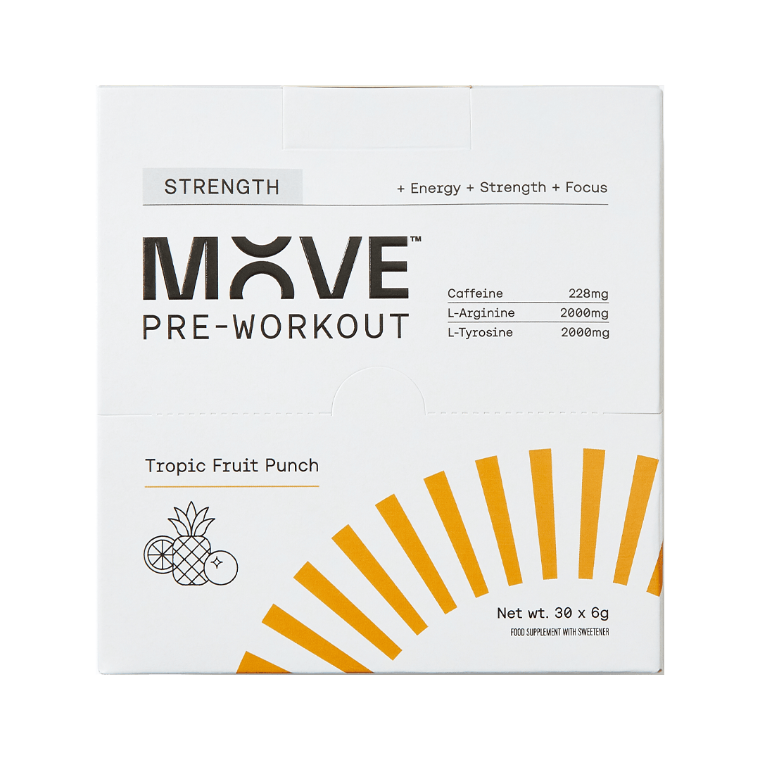 MOVE Pre-Workout Box of 30 / Tropical Fruit Punch Strength Formula XMiles