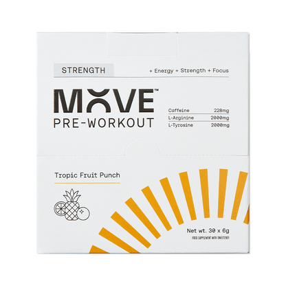 MOVE Pre-Workout Box of 30 / Tropical Fruit Punch Strength Formula XMiles