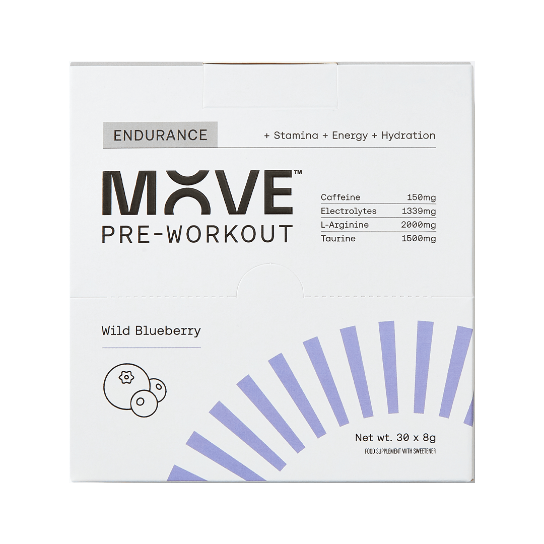 MOVE Pre-Workout Box of 30 / Wild Blueberry Endurance Formula XMiles