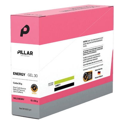 PILLAR Gels Box of 12 / Wild Berry Energy Gel 30 XMiles