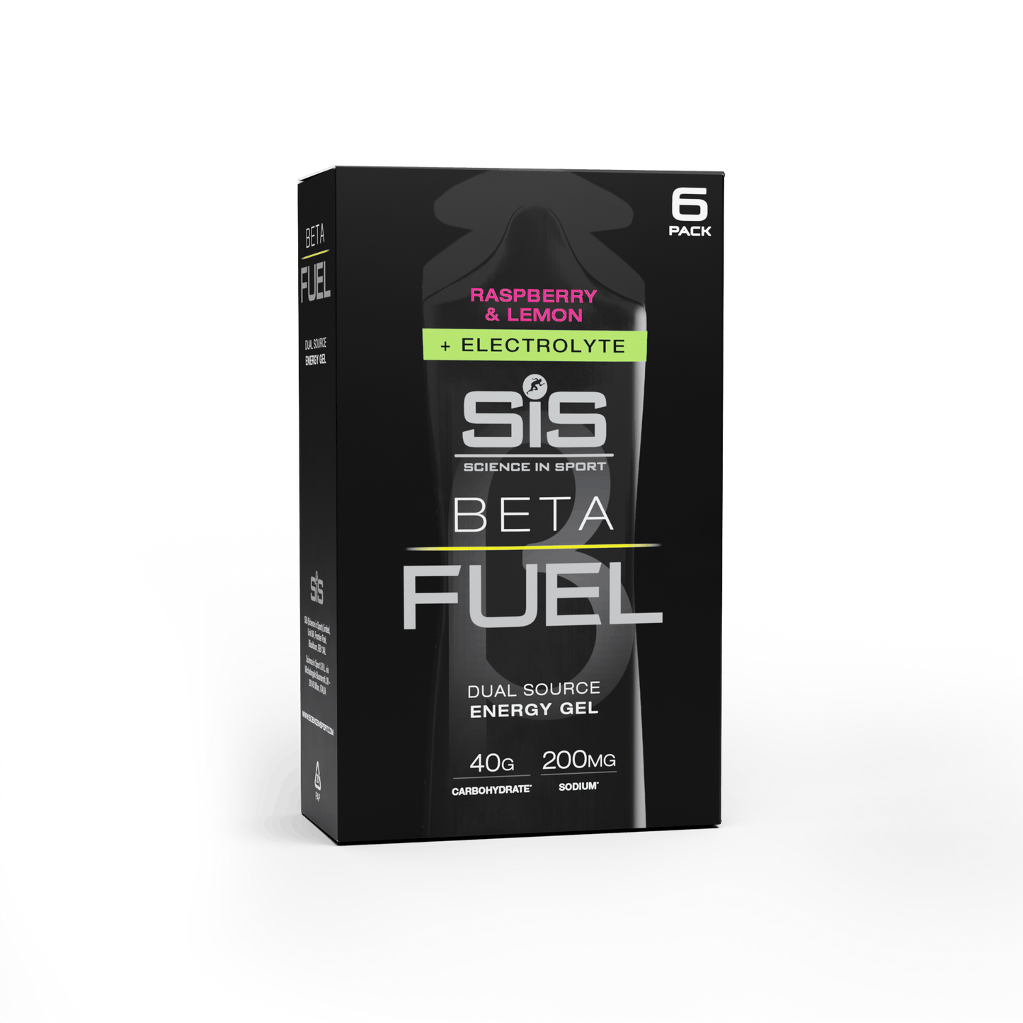 SiS Gels Pack of 6 / Raspberry & Lemon Beta Fuel + Electrolyte Gel XMiles