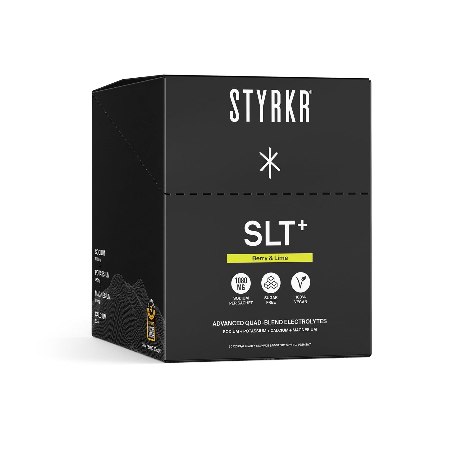 STYRKR Electrolyte Drinks Box of 30 / Berry & Lime SLT+ XMiles