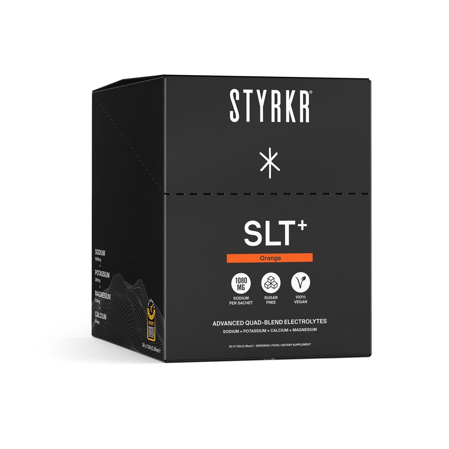 STYRKR Electrolyte Drinks Box of 30 / Orange SLT+ XMiles