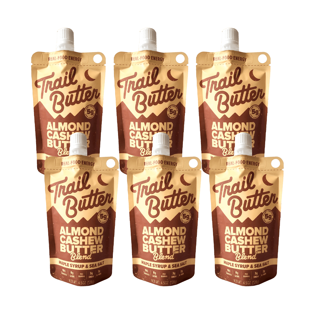 Trail Butter Nut Butter Box of 6 / Maple & Sea Salt (Vegan) Nut Butter ‘Big Squeeze’ Pouches XMiles
