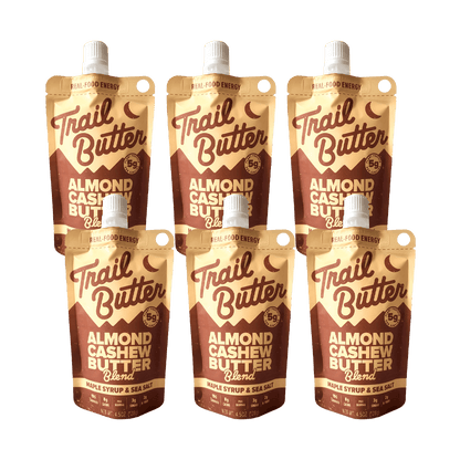 Trail Butter Nut Butter Box of 6 / Maple & Sea Salt (Vegan) Nut Butter ‘Big Squeeze’ Pouches XMiles