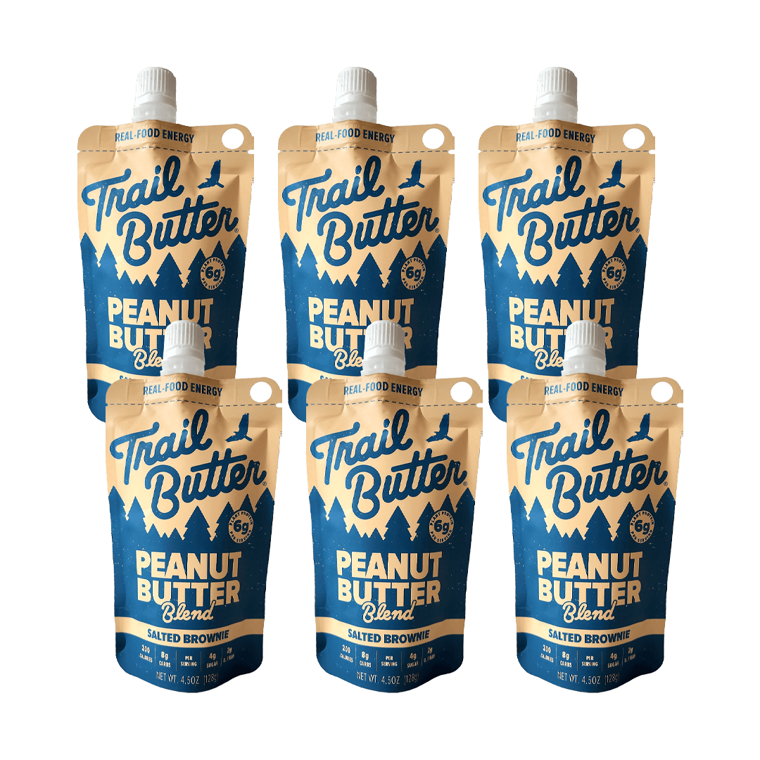 Trail Butter Nut Butter Box of 6 / Salted Brownie and Peanut Nut Butter ‘Big Squeeze’ Pouches XMiles