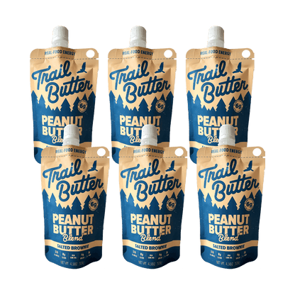 Trail Butter Nut Butter Box of 6 / Salted Brownie and Peanut Nut Butter ‘Big Squeeze’ Pouches XMiles